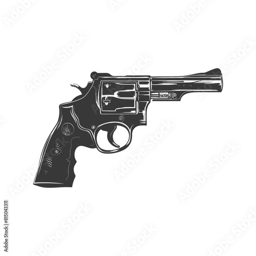 Silhouette revolver gun military weapon black color only