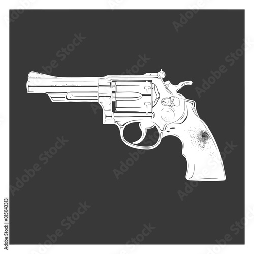 Silhouette revolver gun military weapon black color only