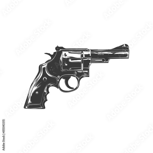 Silhouette revolver gun military weapon black color only
