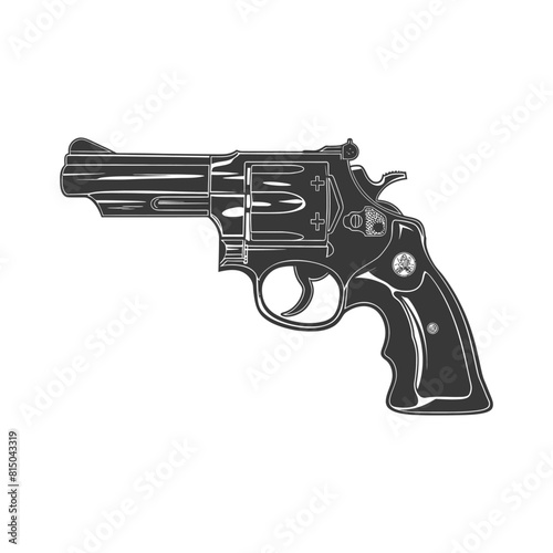 Silhouette revolver gun military weapon black color only