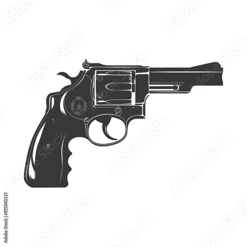 Silhouette revolver gun military weapon black color only