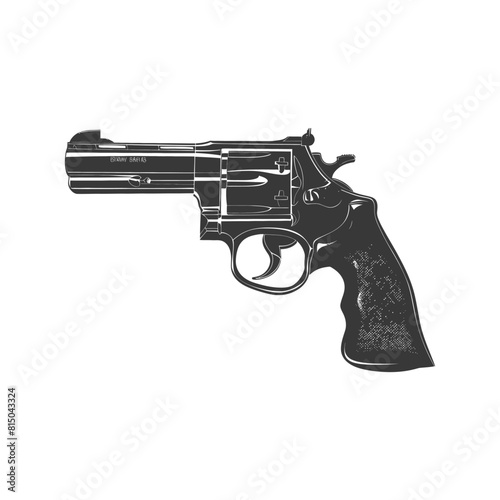 Silhouette revolver gun military weapon black color only