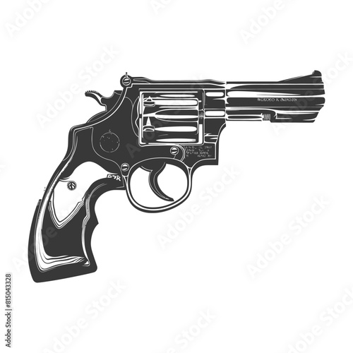 Silhouette revolver gun military weapon black color only