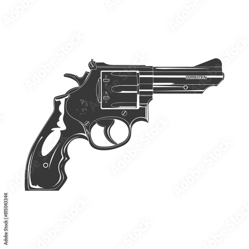 Silhouette revolver gun military weapon black color only