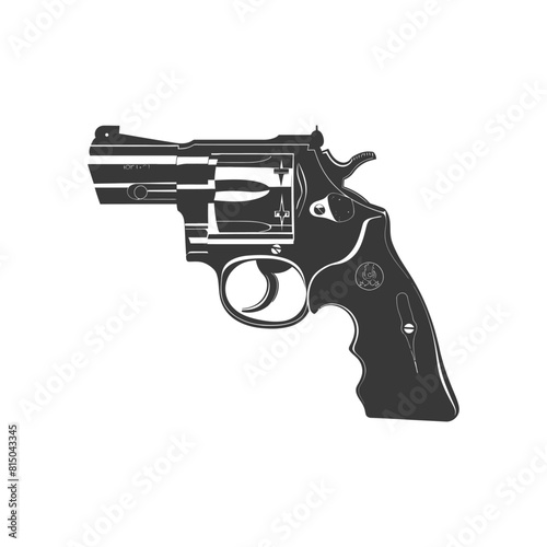 Silhouette revolver gun military weapon black color only