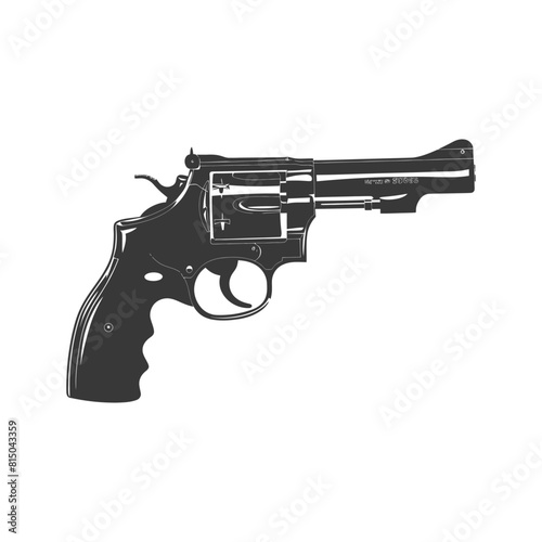 Silhouette revolver gun military weapon black color only