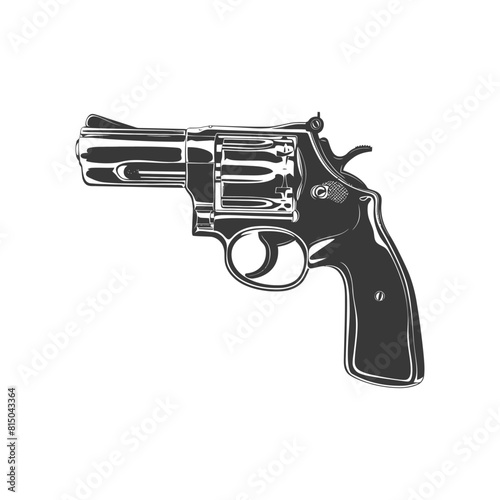 Silhouette revolver gun military weapon black color only