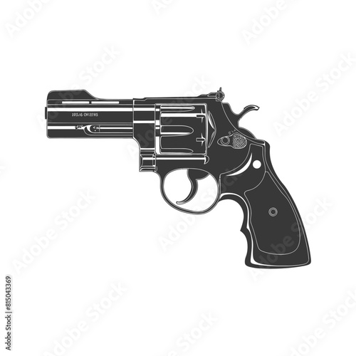 Silhouette revolver gun military weapon black color only