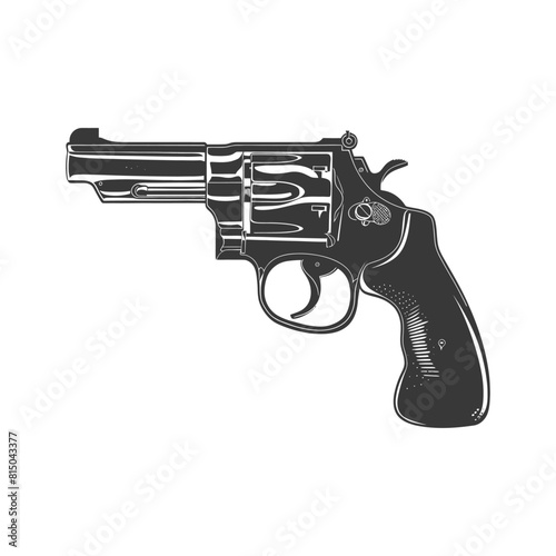 Silhouette revolver gun military weapon black color only