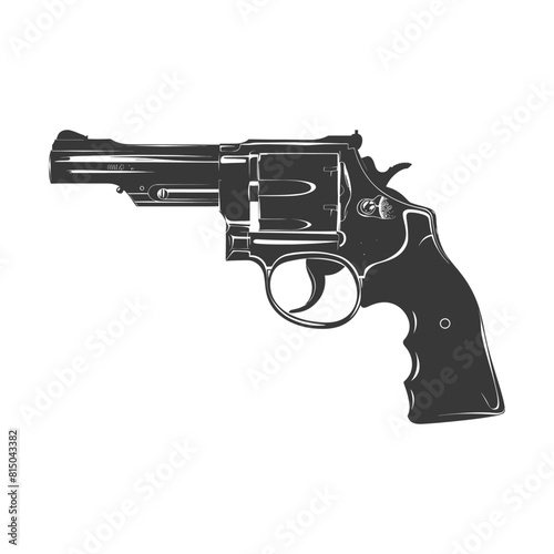 Silhouette revolver gun military weapon black color only