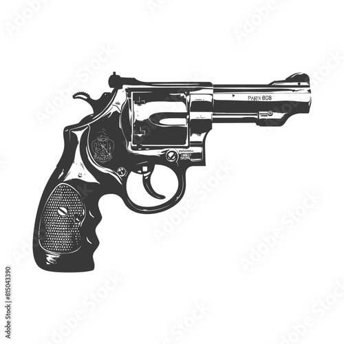 Silhouette revolver gun military weapon black color only