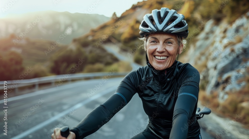 The Joyful Senior Female Cyclist The Joyful Senior Female Cyclist