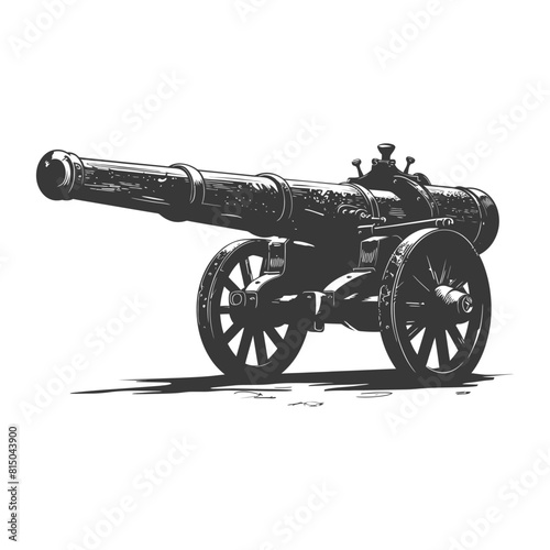 Silhouette vintage old cannon black color only