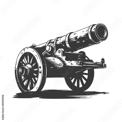 Silhouette vintage old cannon black color only