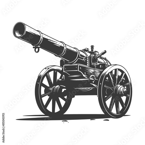 Silhouette vintage old cannon black color only