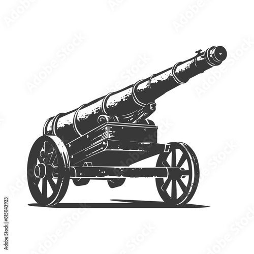 Silhouette vintage old cannon black color only