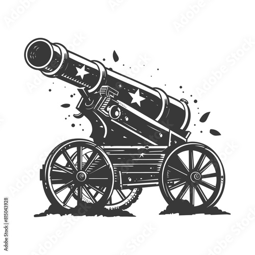 Silhouette vintage old cannon black color only