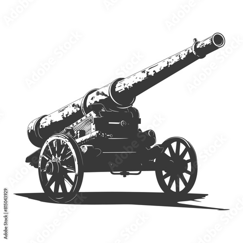 Silhouette vintage old cannon black color only