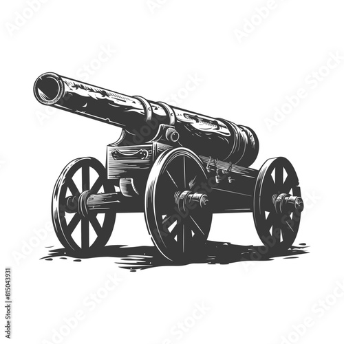 Silhouette vintage old cannon black color only
