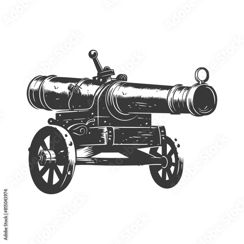 Silhouette vintage old cannon black color only