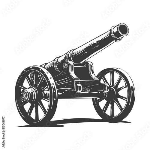 Silhouette vintage old cannon black color only