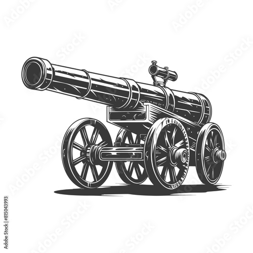 Silhouette vintage old cannon black color only