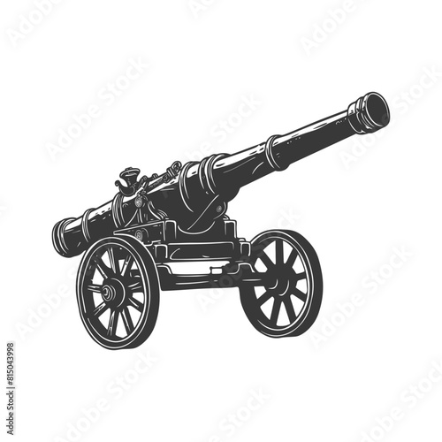 Silhouette vintage old cannon black color only