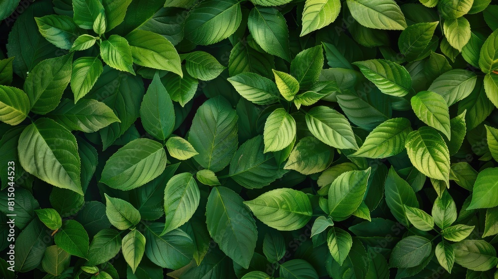 Material with a background design of green leaves Material with a background design of green leaves
