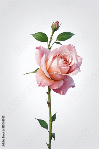 single rose flower against a clean white background  highlighting its delicate petals and rich color