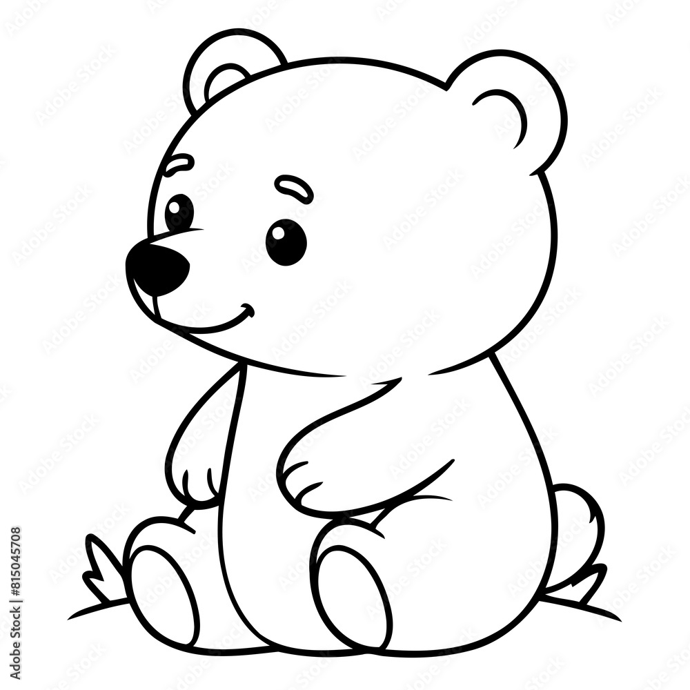 Simple vector illustration of Bear for children colouring activity Simple vector illustration of Bear for children colouring activity