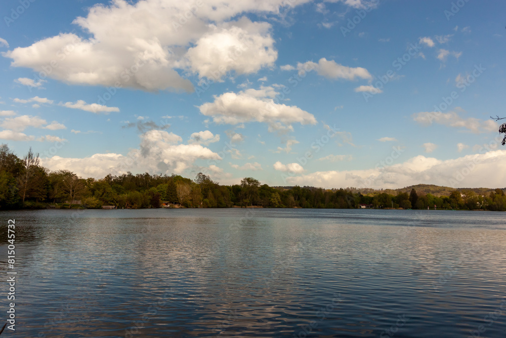 Bad Waldsee city lake. Landscape with lake and sky Bad Waldsee city lake. Landscape with lake and sky
