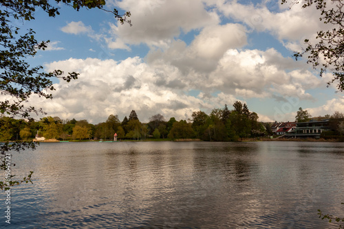 Bad Waldsee city lake. Landscape with lake and sky