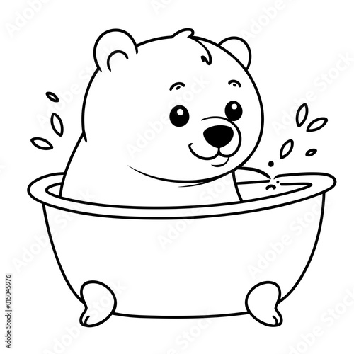 Vector illustration of a cute Bear doodle for toddlers colouring page