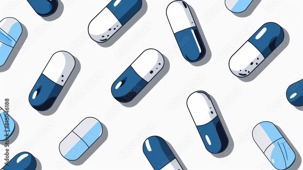 Minimalist green and white medicine pills pattern isolated on white background realistic illustration flat design top view health theme 3D render Complementary Color Scheme Minimalist green and white medicine pills pattern isolated on white background realistic illustration flat design top view health theme 3D render Complementary Color Scheme