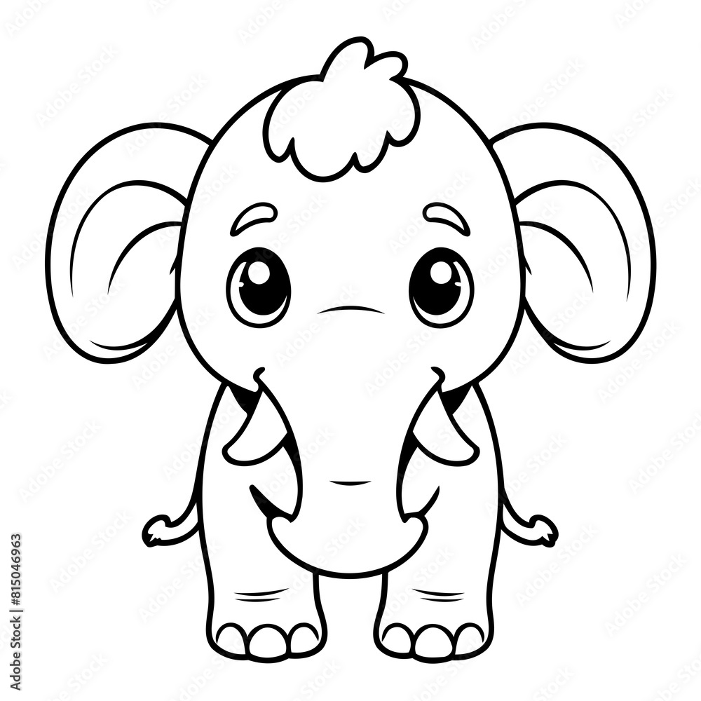 Vector illustration of a cute Mammoth doodle for toddlers colouring page Vector illustration of a cute Mammoth doodle for toddlers colouring page