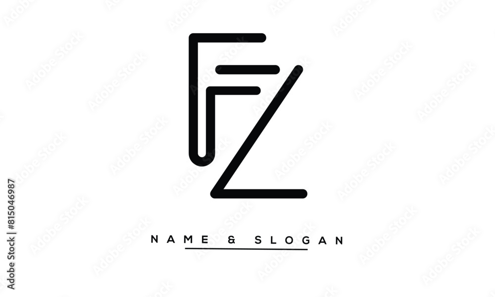 ZF, FZ, Z, F Abstract Letters Logo Monogram ZF, FZ, Z, F Abstract Letters Logo Monogram