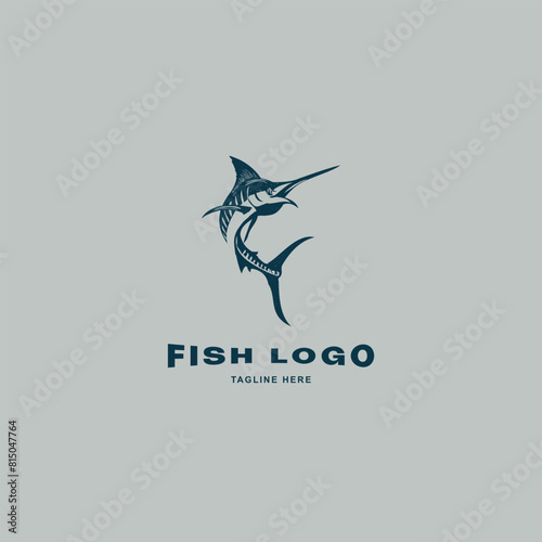 A minimalist  vector logo template with a Marlin Fish 