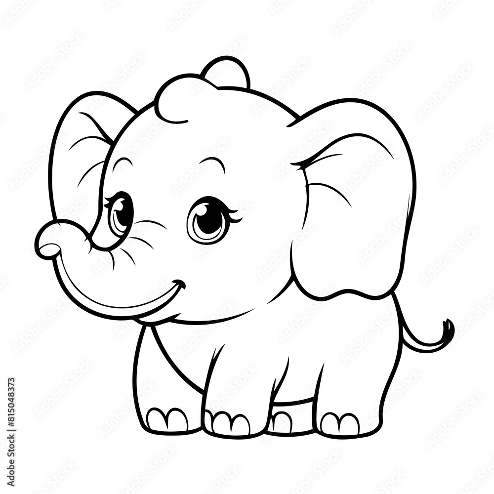 Fototapeta premium Cute vector illustration Elephant drawing for colouring page