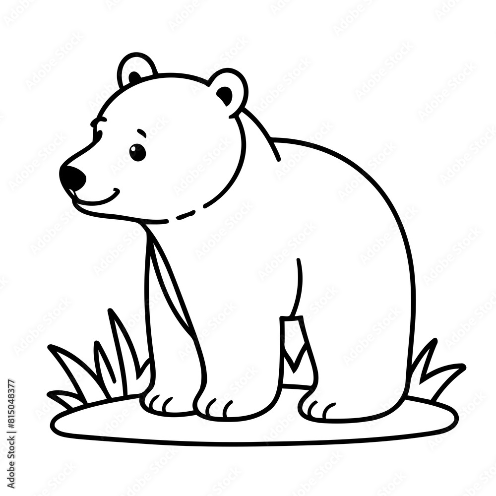 Fototapeta premium Simple vector illustration of Bear drawing for kids colouring activity