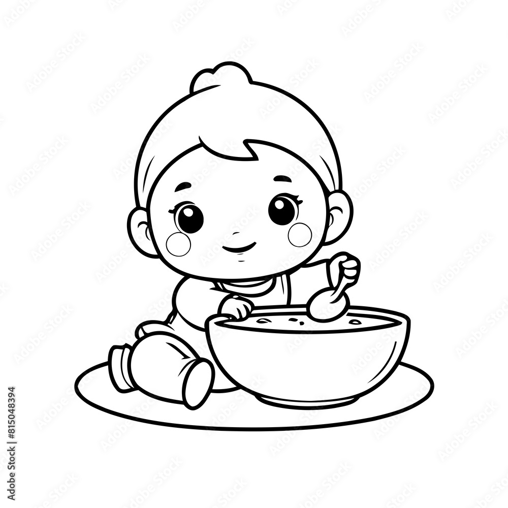 Simple vector illustration of Baby drawing for kids colouring activity Simple vector illustration of Baby drawing for kids colouring activity