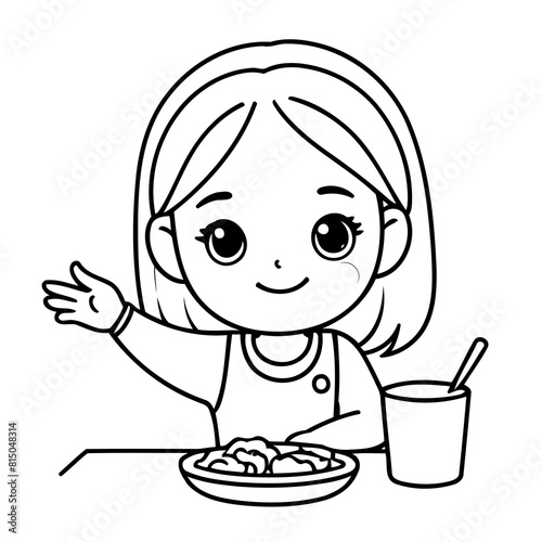 Cute vector illustration Girl doodle for toddlers colouring page