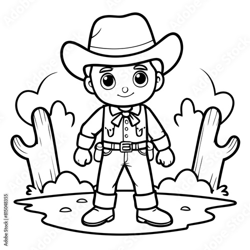 Cute vector illustration Wildwest drawing for toddlers coloring activity