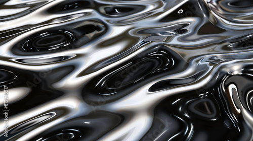 Metallic abstract wavy liquid background ,3d render of abstract metallic background with some smooth folds in it