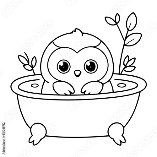 Vector illustration of a cute Owl drawing for kids page