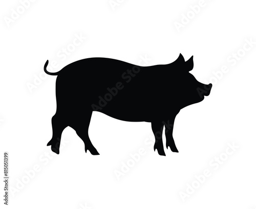 Silhouette of a pig vector illustration.