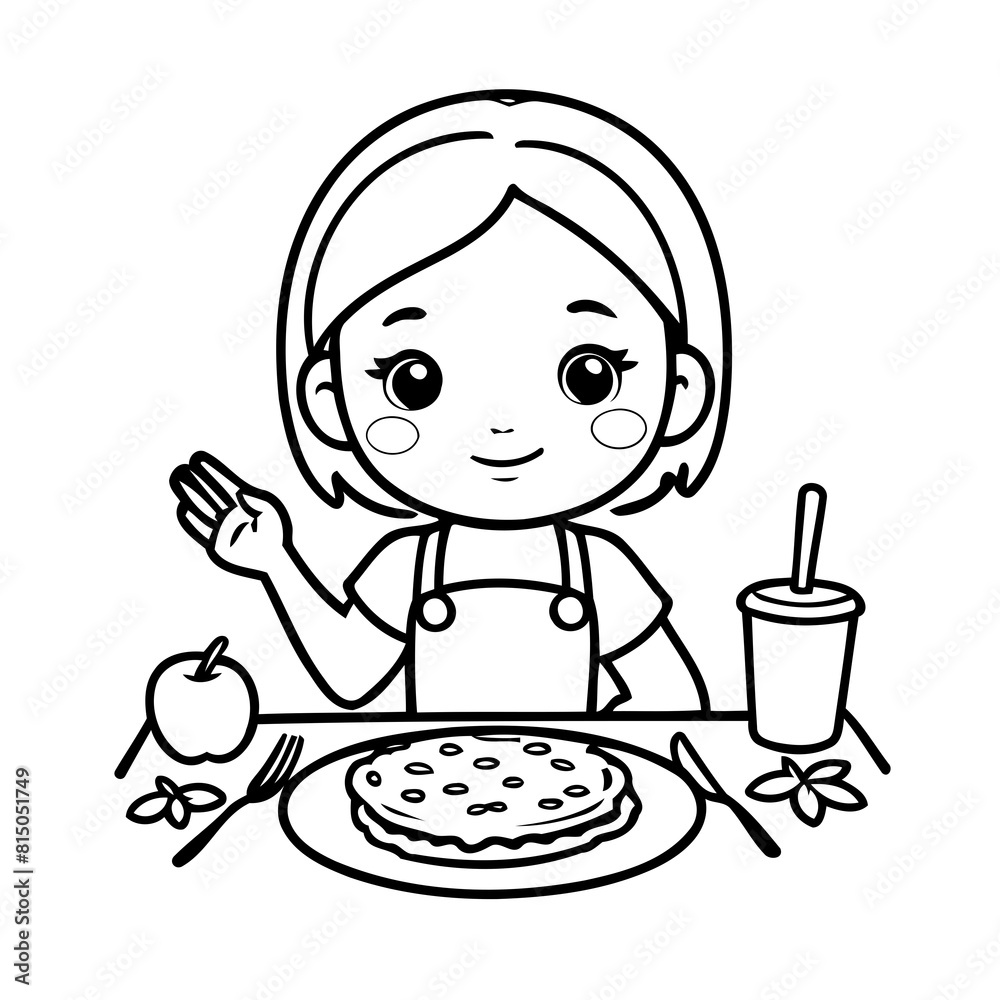 Vector illustration of a cute Girl doodle for children worksheet Vector illustration of a cute Girl doodle for children worksheet