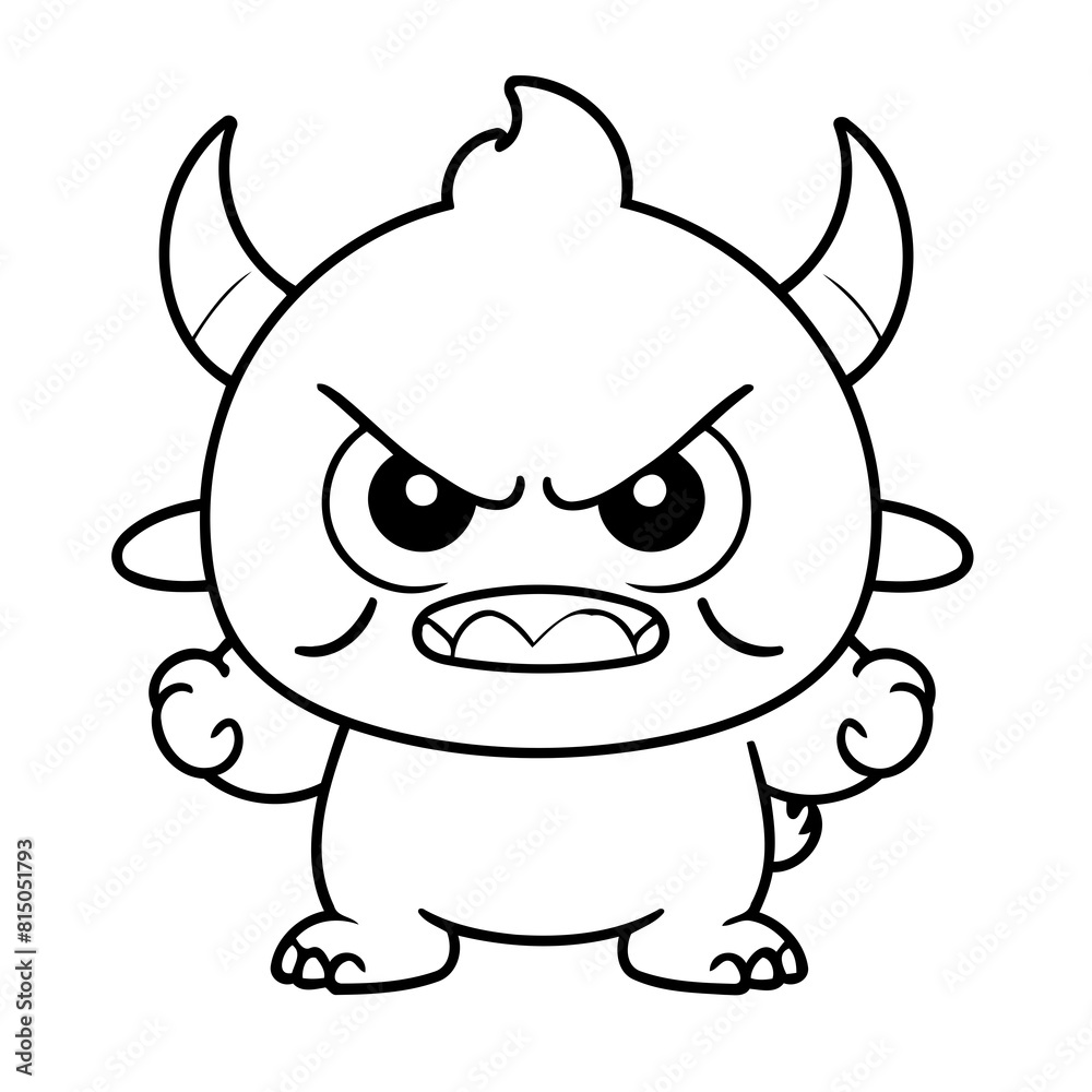 Simple vector illustration of Monster colouring page for kids Simple vector illustration of Monster colouring page for kids