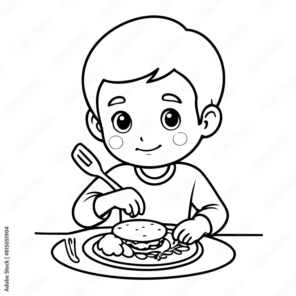 Vector illustration of a cute Boy drawing for colouring page Vector illustration of a cute Boy drawing for colouring page