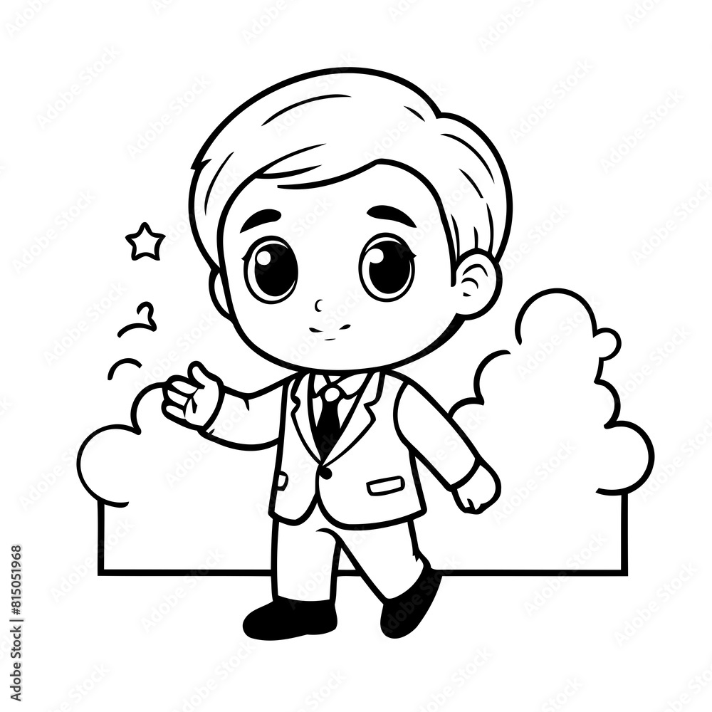 Simple vector illustration of Businessman drawing for children page