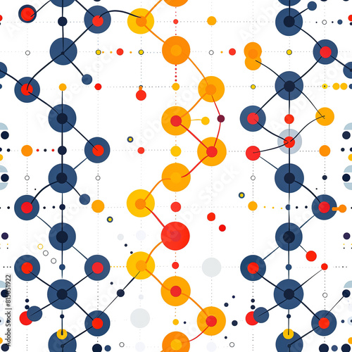 Seamless abstract geometric pattern with molecule and communication background